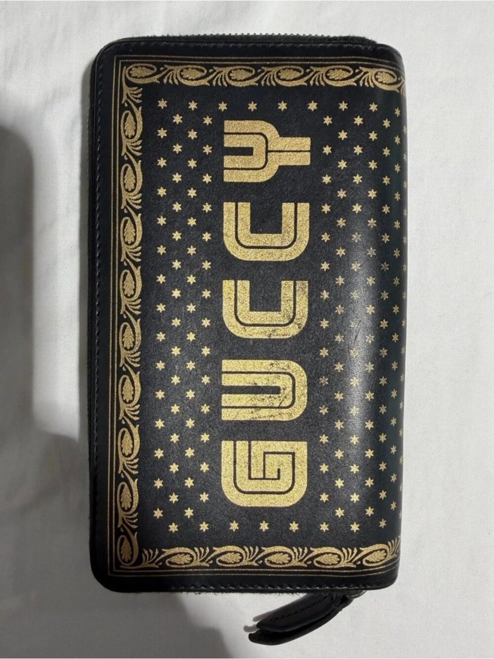 Gucci | GUCCY x SEGA Black Gold Leather Zip-Around Wallet - Picture 6 of 7